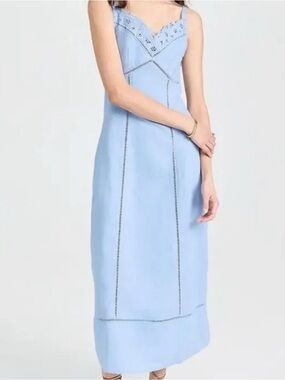 Madewell Light Blue Slip Dress with Lace Trim